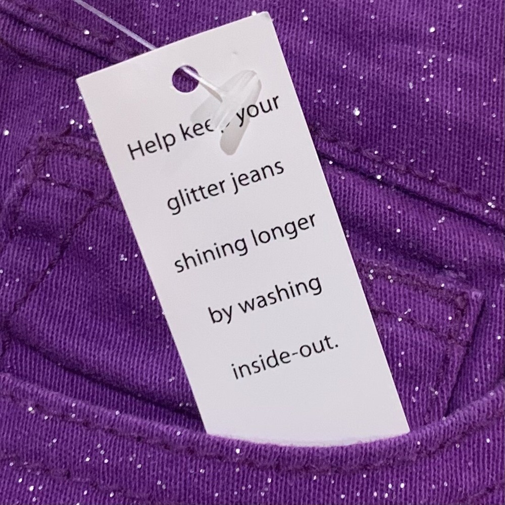 Jordache Girls Glitter Cutoff Short 8 New with Tags Bright Violet Frayed Sweet - Picture 10 of 10